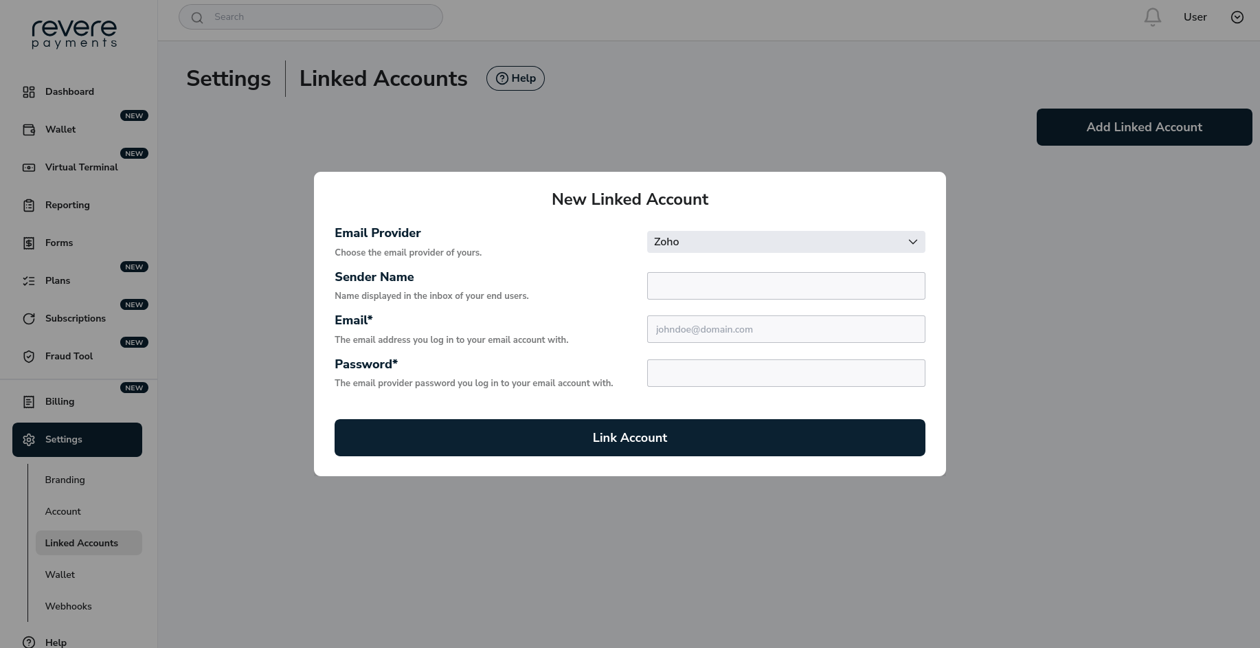 Zoho Email Provider Linked Account Zoho Email Provider Linked Account